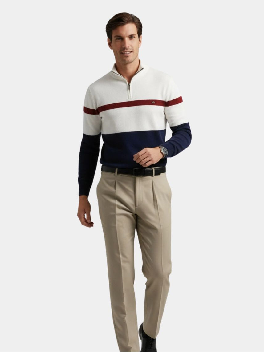 Pull Col Zippé Quarter-Zip - Cross & Crown