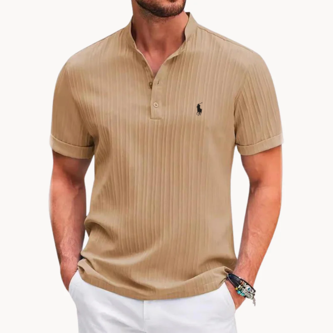 L.C Ribbed Henley Shirt - Clearance Sale