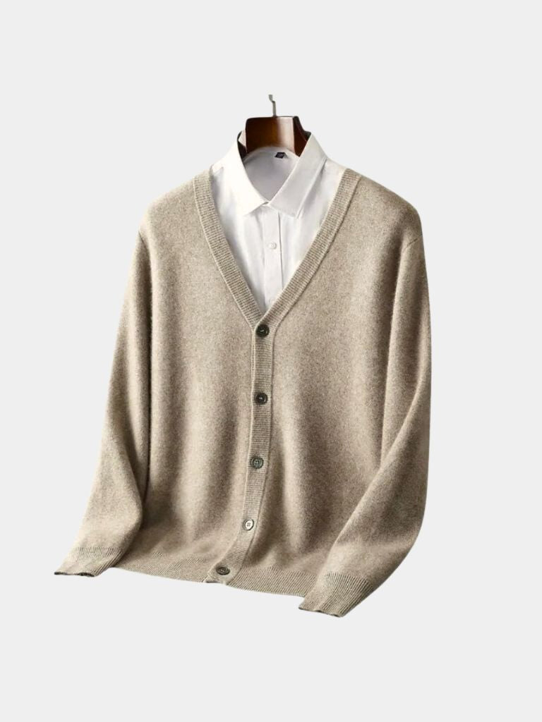Cardigan en Laine Mérinos Col V - Cross & Crown