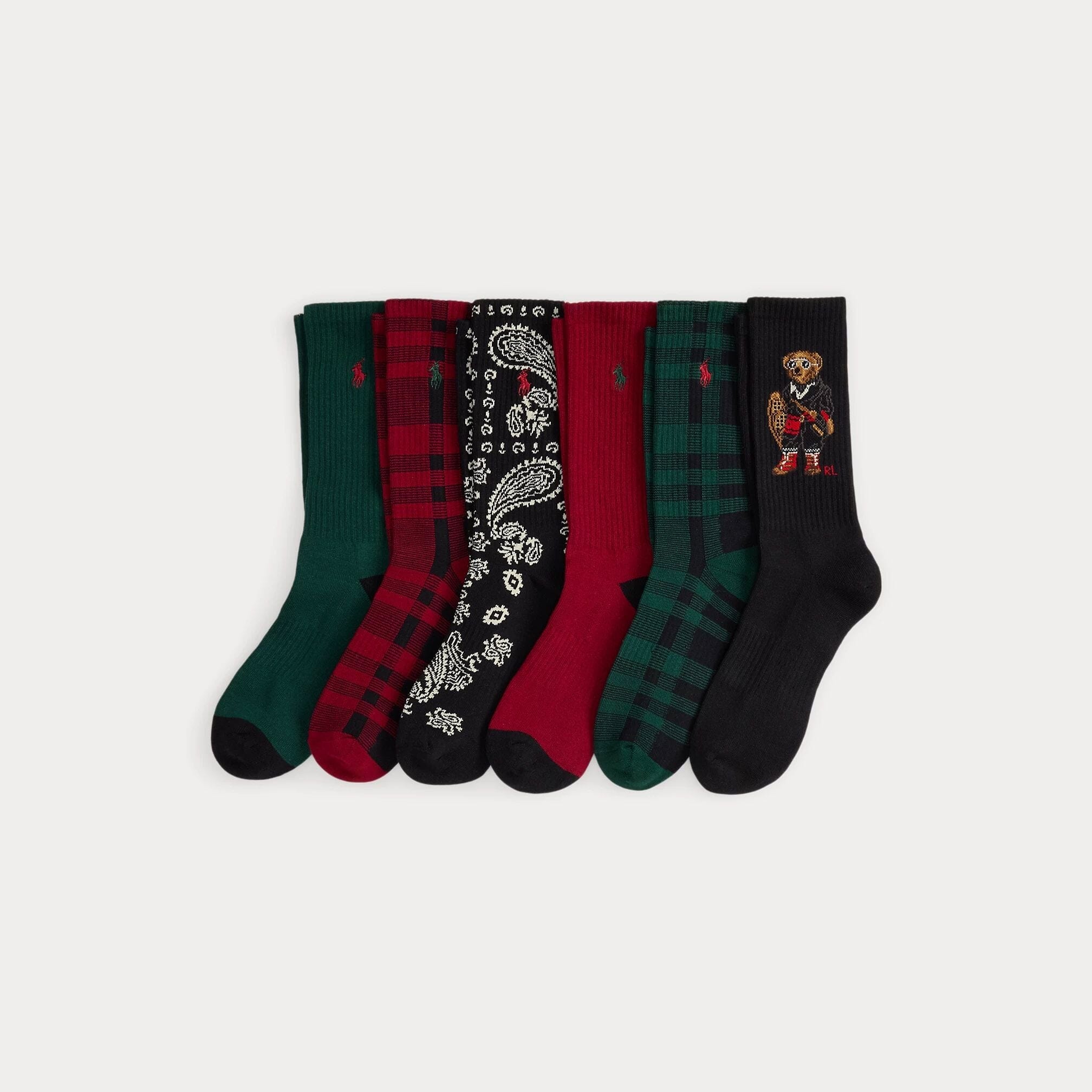 Men's Polo Bear Cotton-Blend Crew Socks 6-Pack