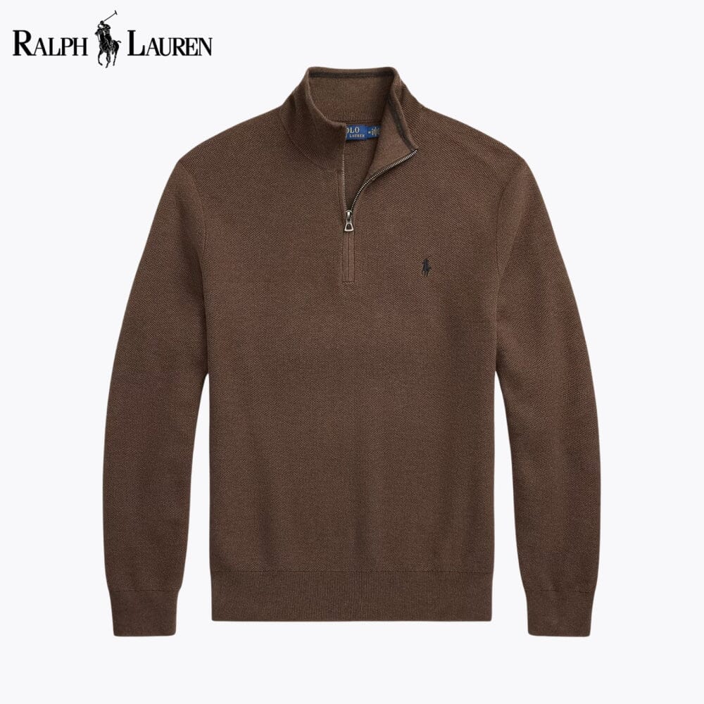 Men's Mesh-Knit Cotton Quarter-Zip Sweater