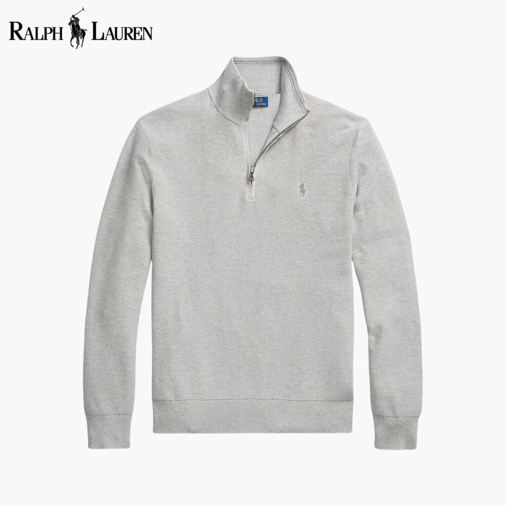 Men's Mesh-Knit Cotton Quarter-Zip Sweater
