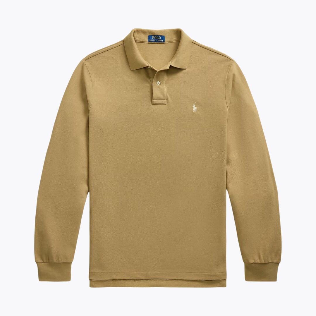 Men's Mesh Long-Sleeve Polo Shirt