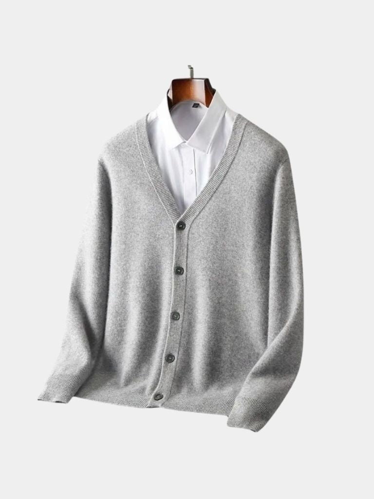 Cardigan en Laine Mérinos Col V - Cross & Crown