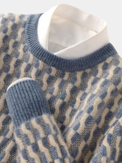 Pull géométrique col rond en laine