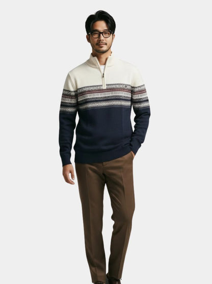Pull Col Zippé en Maille - Cross & Crown