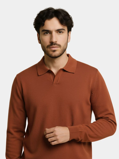 Pull Polo Col V en Laine - Cross & Crown