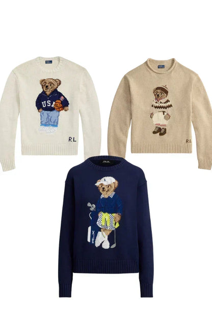 Men's Set 3 Styles  Polo Bear Sweater