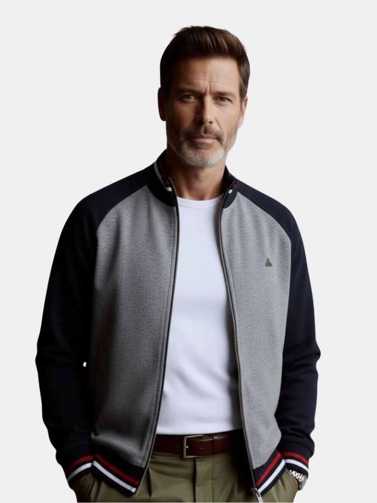 Cardigan Zippé Col Montant Color Block - Cross & Crown