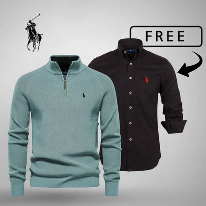 Men's Style & Comfort Premium – Half-Zip Jumper + FREE Classic Shirt