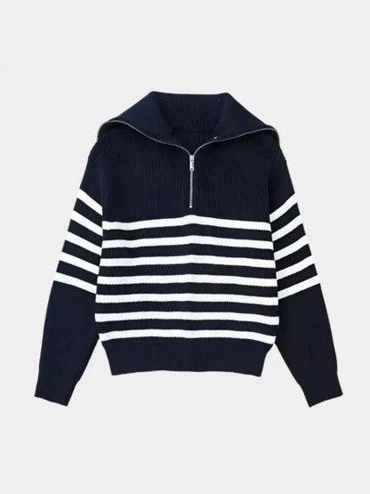 Pull zippé rayé Casual - Cross & Crown