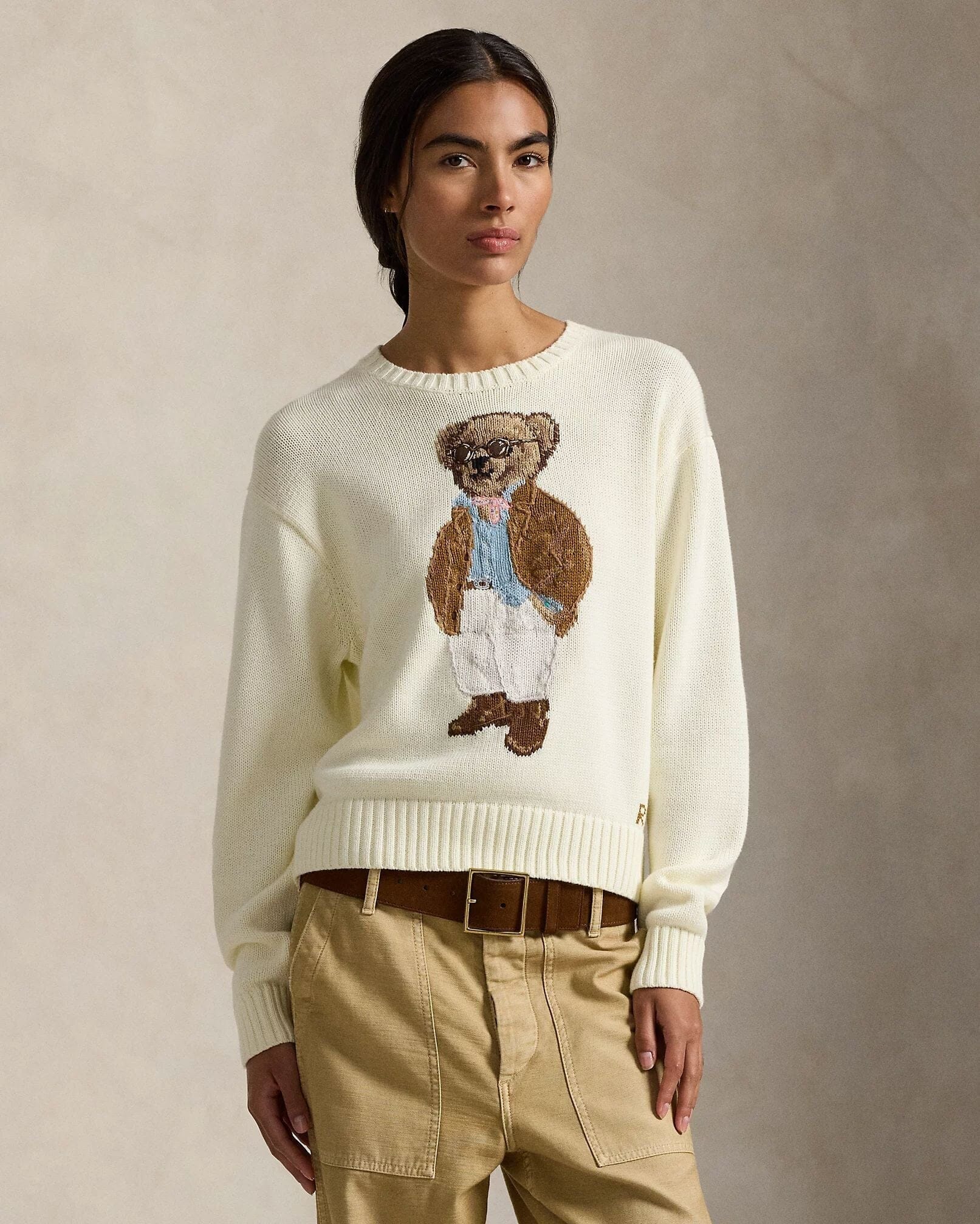 Men's Polo Bear Cotton Crewneck Sweater
