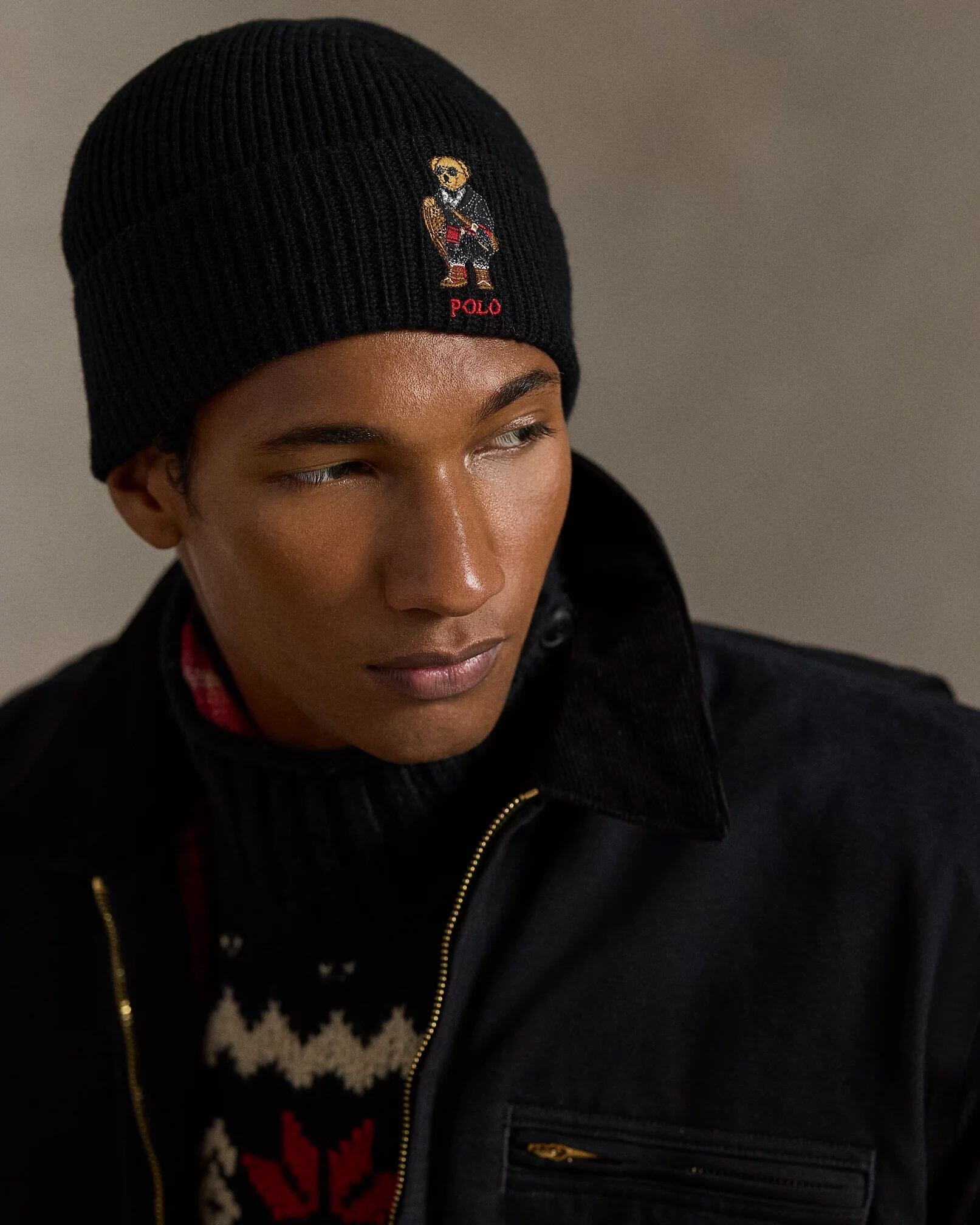 Men's Polo Bear Rib-Knit Beanie