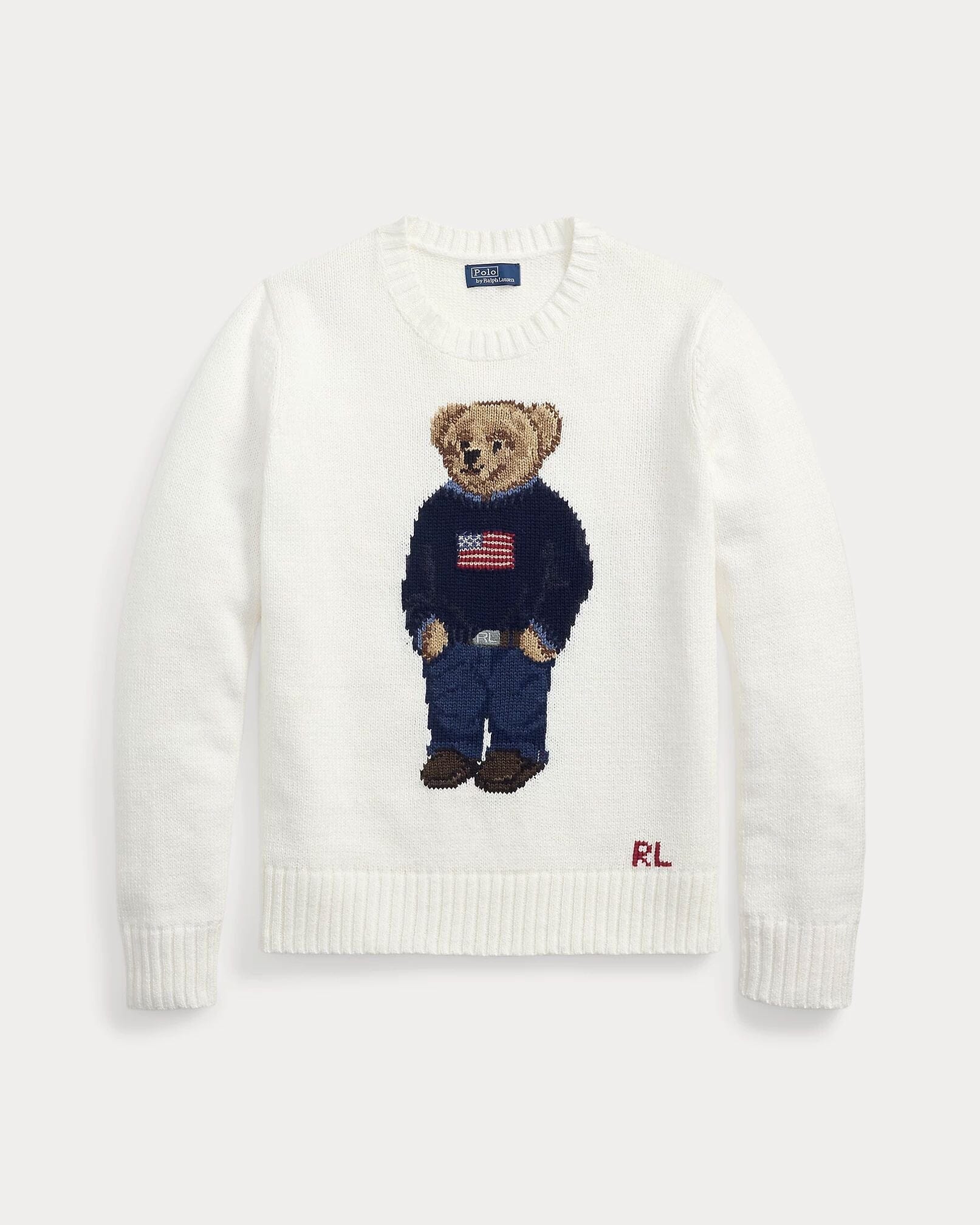 Men's Polo Bear Linen-Cotton Crewneck Sweater