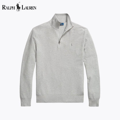 Men's Mesh-Knit Cotton Quarter-Zip Sweater