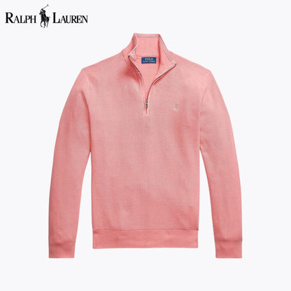 Men's Mesh-Knit Cotton Quarter-Zip Sweater