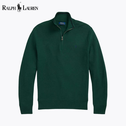 Men's Mesh-Knit Cotton Quarter-Zip Sweater
