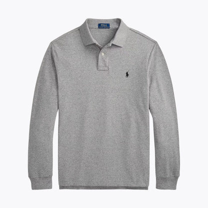 Men's Mesh Long-Sleeve Polo Shirt