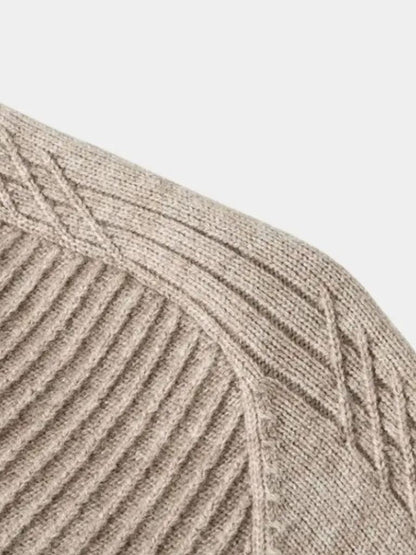 Pull Laine Rayé Col Zippé - Cross & Crown