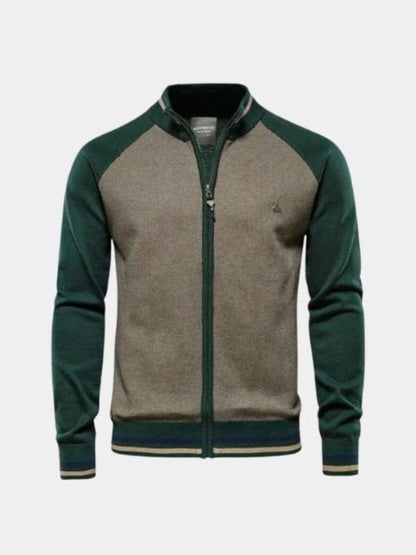 Cardigan Zippé Col Montant Color Block - Cross & Crown