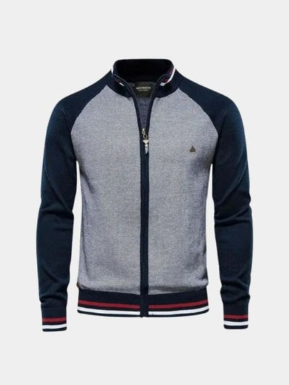 Cardigan Zippé Col Montant Color Block - Cross & Crown